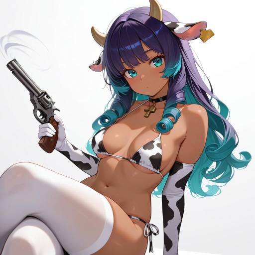 Vibrant Cowgirl in Playful Attire Vibrant Cowgirl in Playful Attire