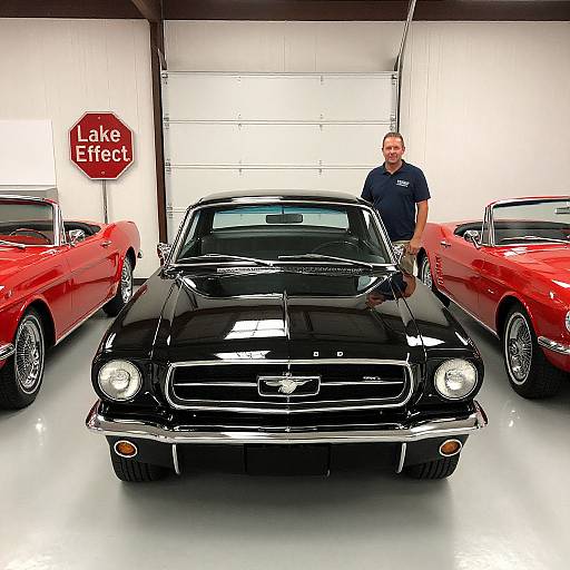 1965 Black Ford Mustang Garage Scene