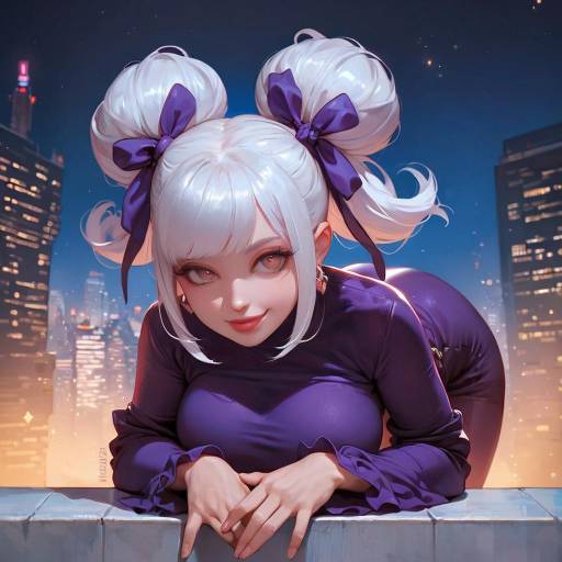 Aesthetic Anime Girl on City Roof