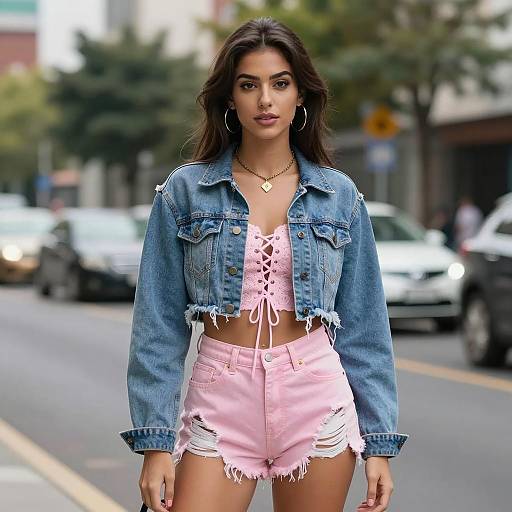 Trendy Urban Fashion: Confident Young Woman