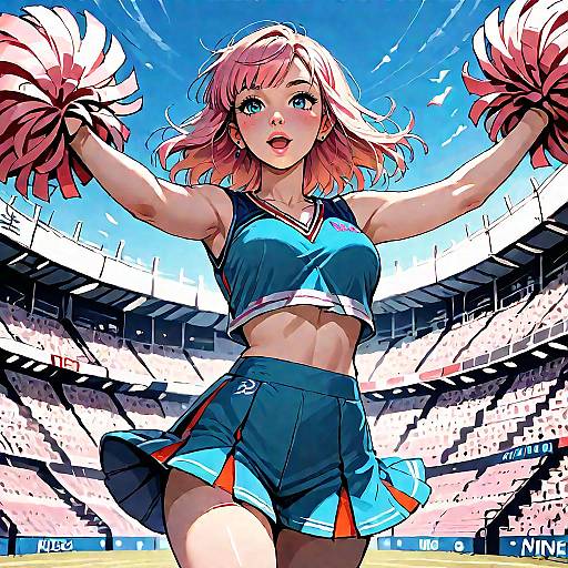 Ultra-Detailed Anime Cheerleader Jump