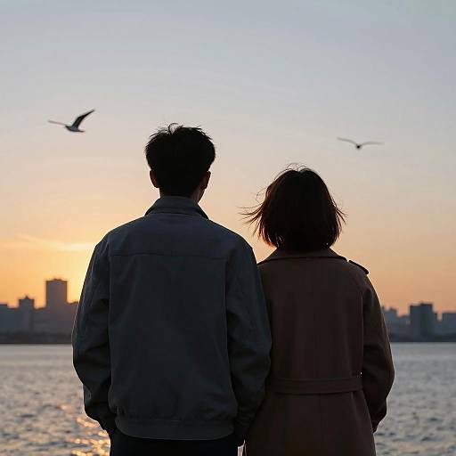 Romantic Sunset Embrace Silhouette