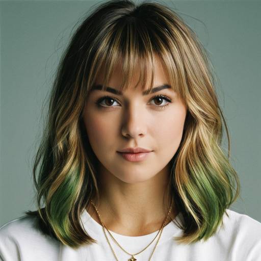 Portrait of Young Woman with Blonde and Green Hair