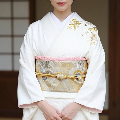 Elegant Woman in White Kimono