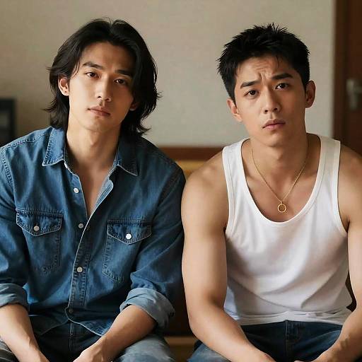 Two Muscular Men in Warm Atmosphere