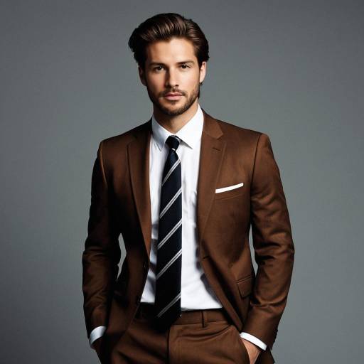 Man in Brown Suit with Black Tie