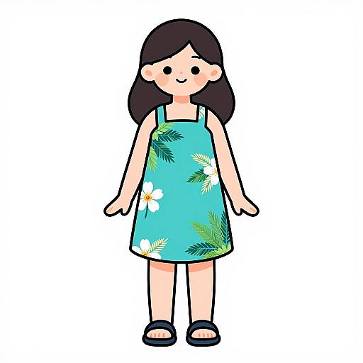 Charming Anime Girl in Hawaiian Style