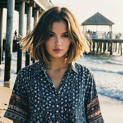 Bohemian Layered Bob on Beach Pier