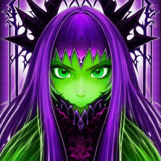 Illustration of Al azif, demonbane in the style of Urushihara satoshi