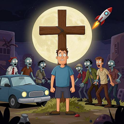 Cartoon Christian Apocalypse Scene
