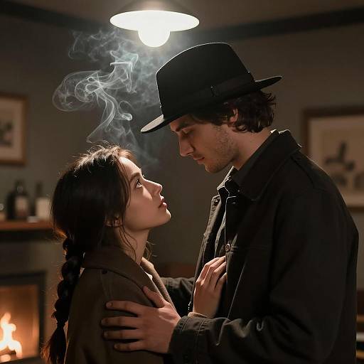 Intimate Moment in a Dimly Lit Room