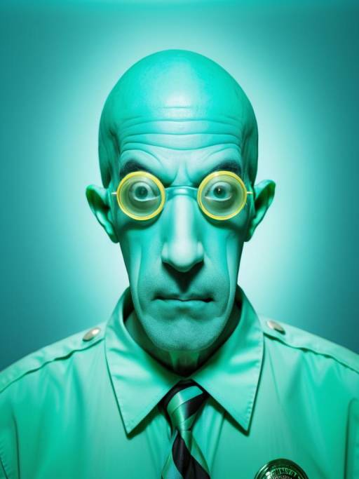 Surprised bald man with yellow glasses