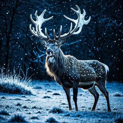 Ice-Encrusted Regal Stag in Frosty Meadow Ice-Encrusted Regal Stag in Frosty Meadow