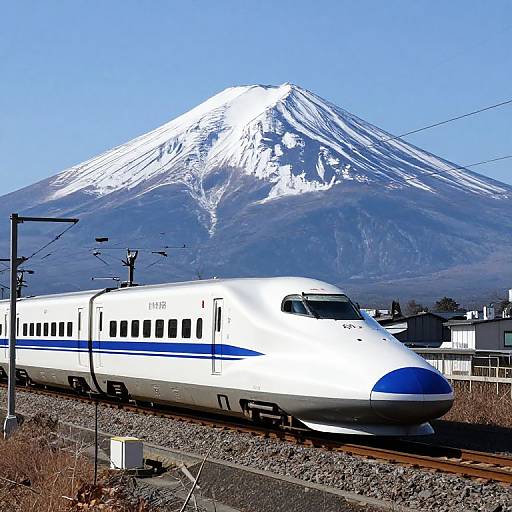 Shinkansen Bullet Train by Mount Fuji