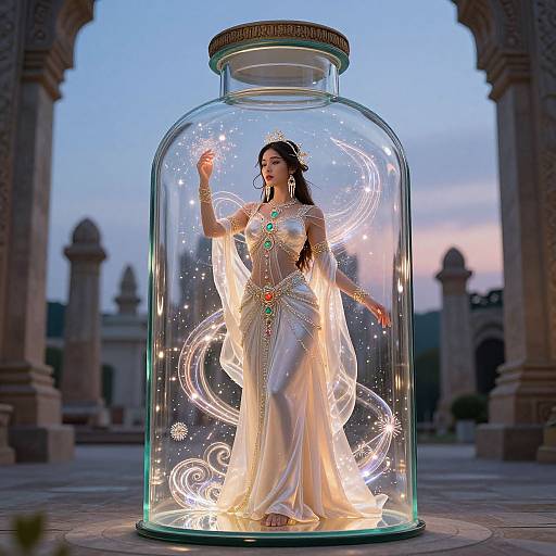Elegant Female Genie in Magical Twilight