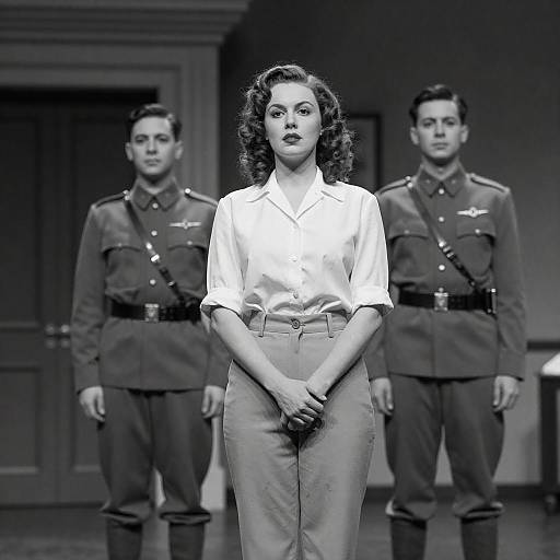 Dramatic 1940s Black-and-White Stage Portrait
