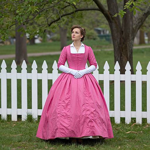 Woman in Pink Civil War Ball Gown
