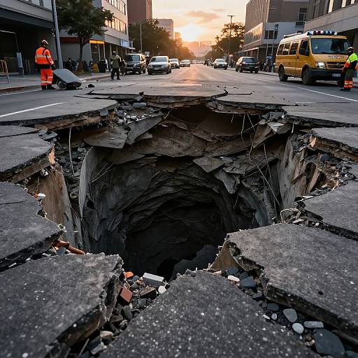 Dramatic Urban Sinkhole Scene