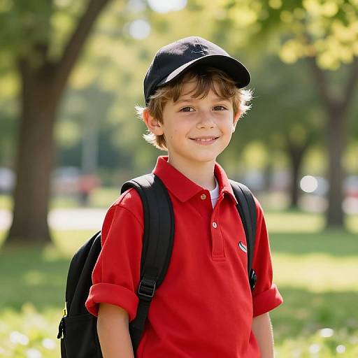 Cheerful Boy in Sunny Park