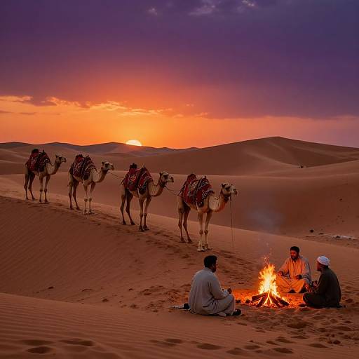 Persian Desert Caravan at Dusk