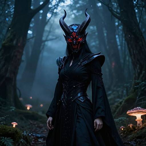 Mystical Night Walker with Horned Mask
