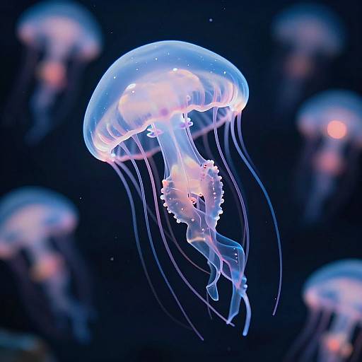 Surreal Neon Jellyfish Close-Up