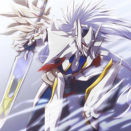 Illustration of Hakumen, blazblue in the style of Yonedatomo mizu