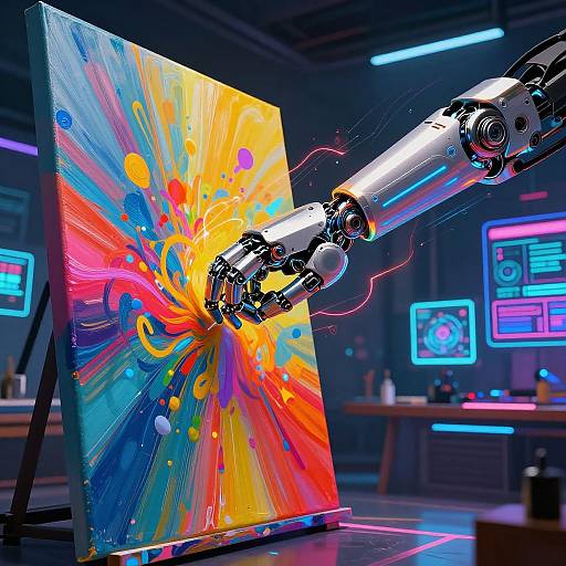 Futuristic Robotic Arm Painting Art