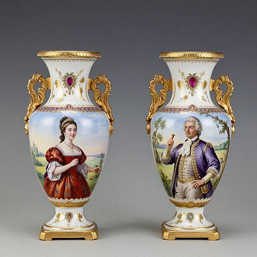 Hand-Painted Meissen Porcelain Vases