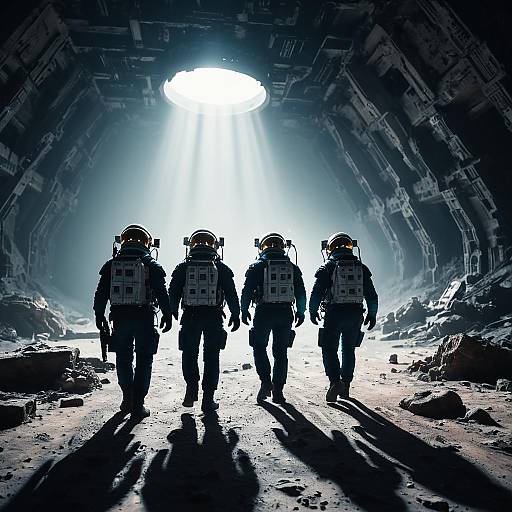 Astronauts Exploring Alien Ruins on Mars