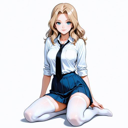 Blonde Girl in Saunders School Uniform