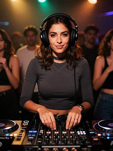 Confident Female DJ in Club