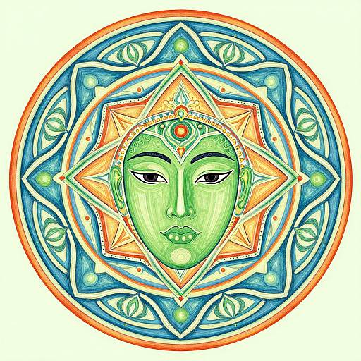 Symmetrical Green Man Mandala Art