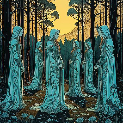 Ethereal Forest Spirits in Twilight Glade