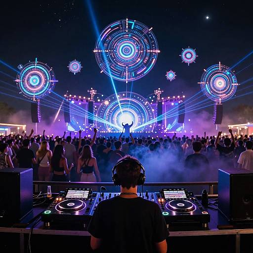 Futuristic DJ at Electronic Festival