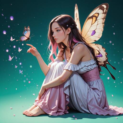 Artistic Girl with Ombre Hair and Butterfly Artistic Girl with Ombre Hair and Butterfly