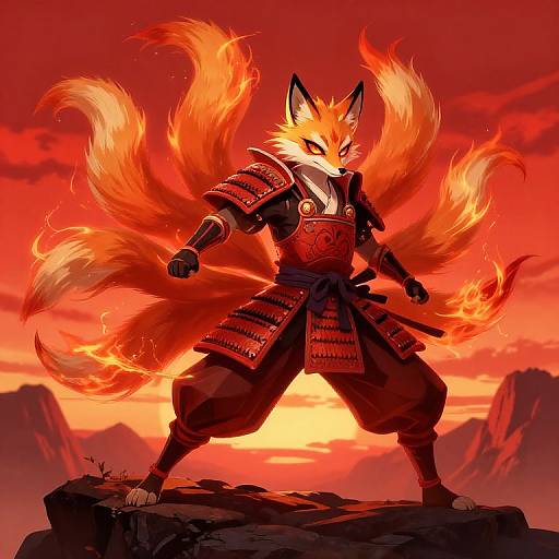 Anthro Kitsune Samurai Warrior Artwork