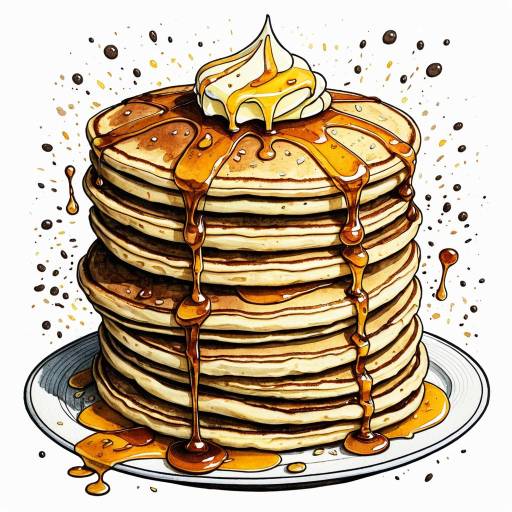 Stack of Pancakes with Butter and Syrup Illustration