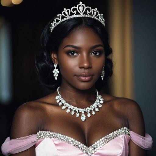Elegant woman in jeweled tiara and necklace