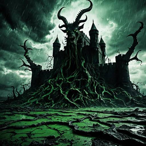 Demonic Fortress with Venomous Green Tendrils