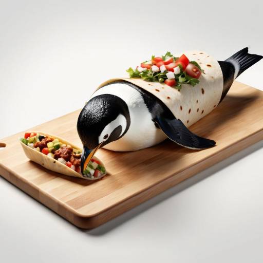 Photorealistic Penguin with Burrito Shot Photorealistic Penguin with Burrito Shot