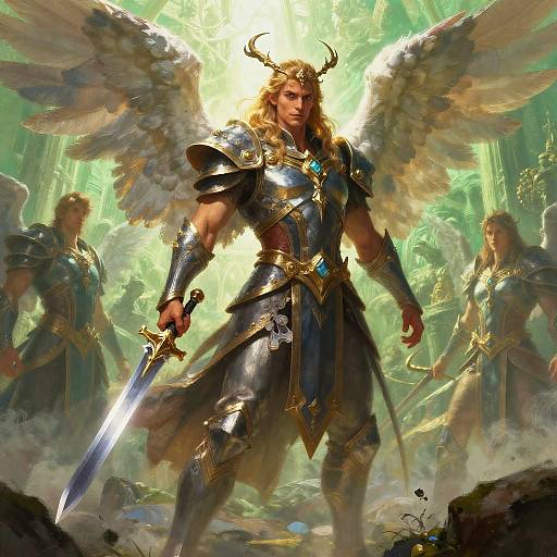 Epic Angelic Swordsman Digital Art