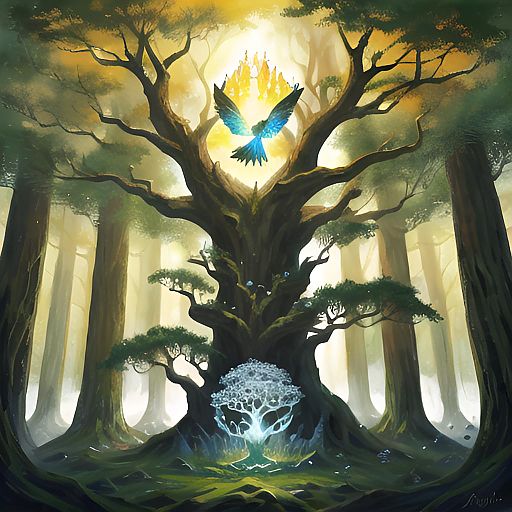 Majestic Fantasy Forest Spirit and Tree