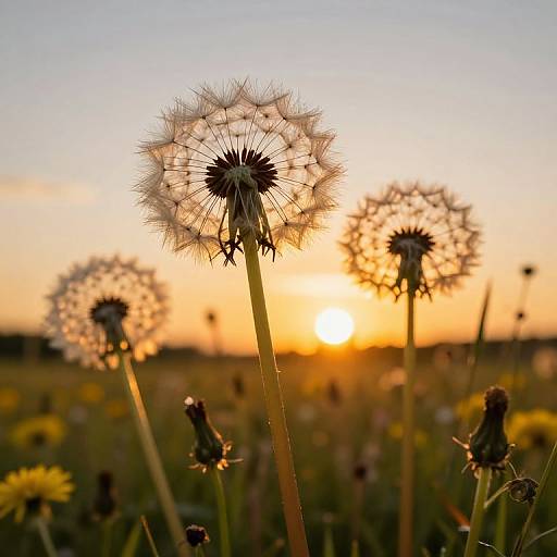 Golden Dandelions at Sunset
