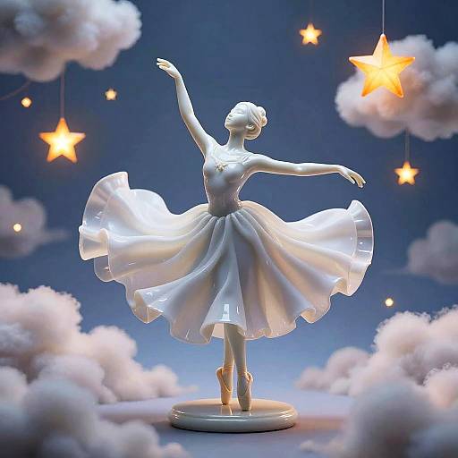 Porcelain Ballerina in Pastel Clouds