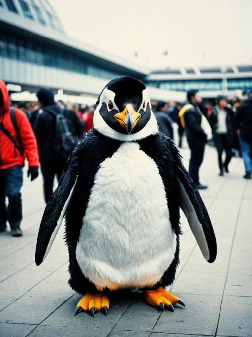 Man in Penguin Costume at Urban Festival