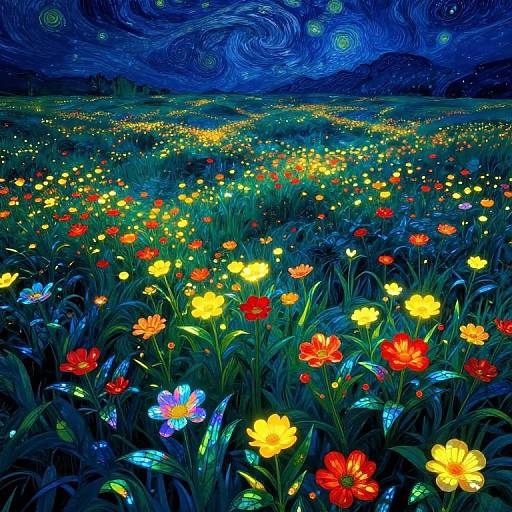 Van Gogh Inspired Luminescent Landscape