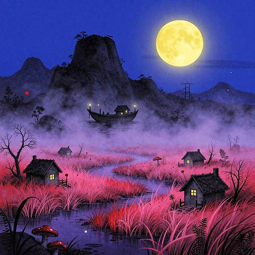 Surreal Mystical Swamp Landscape