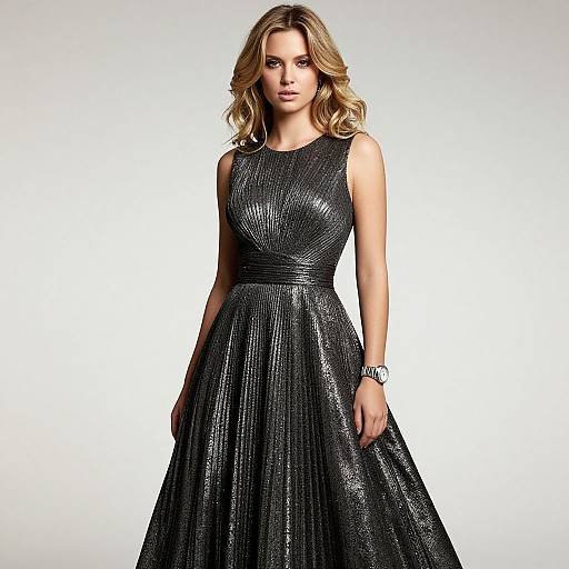 Glamorous Woman in Silver Gown