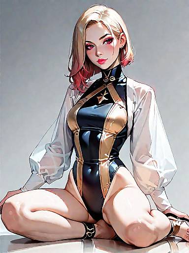 Young Woman in Plunge Neck Swimsuit and Sheer Cover-Up